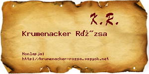 Krumenacker Rózsa névjegykártya